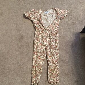 Old Navy Floral Button-Front Top in Cream and Orange